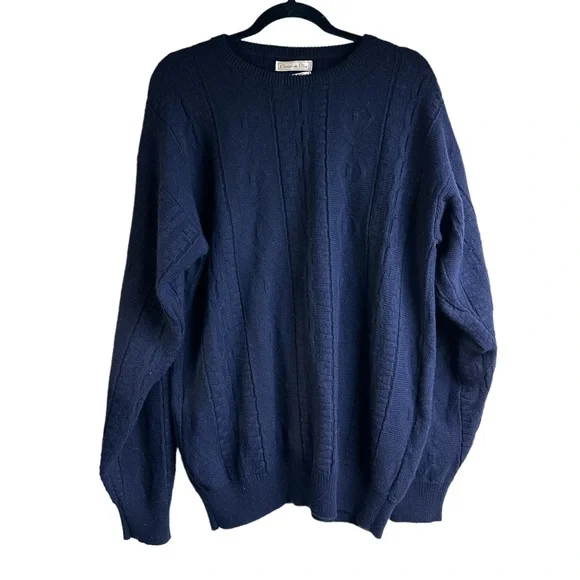 Dior | Sweaters | Vintage Christian Dior Chunky Knit Sweater Navy